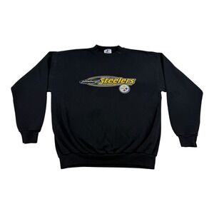 Pittsburgh Steelers Sweater Mens Large Black NFL Football Crewneck Logo Athletic